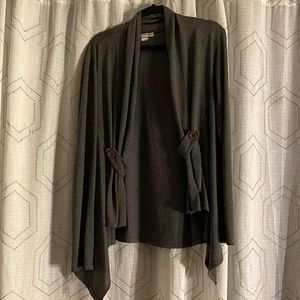 PRETTY GIRL Women’s Gray L Cardigan Long Sleeve Asymmetrical Design w/Button